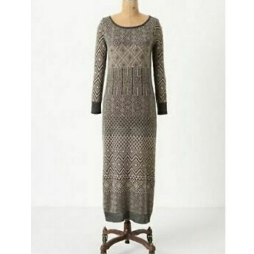 Anthropologie Neutral Patterned Maxi Dress